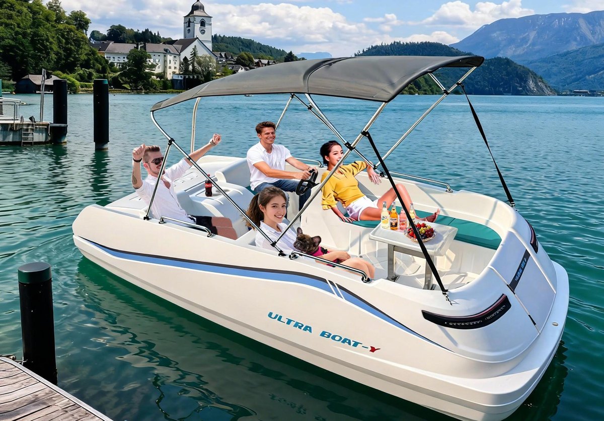 Tourists enjoying a leisure electric boat ride
